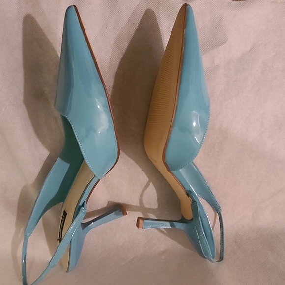 SOLD!!!!Nine West Women's Mollie Half d'Orsay Pump in Light Blue Patent Sz 12 - Picture 6 of 9